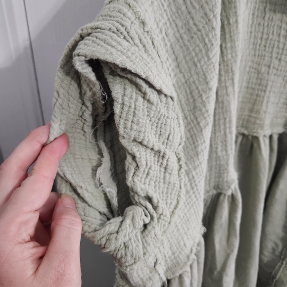 We the free green oversized tunic grunge boho cottagecore asymmetrical fairy XL - Picture 4 of 9